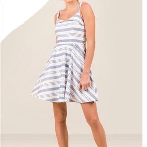 NWT Francescas white with light blue stripe dress